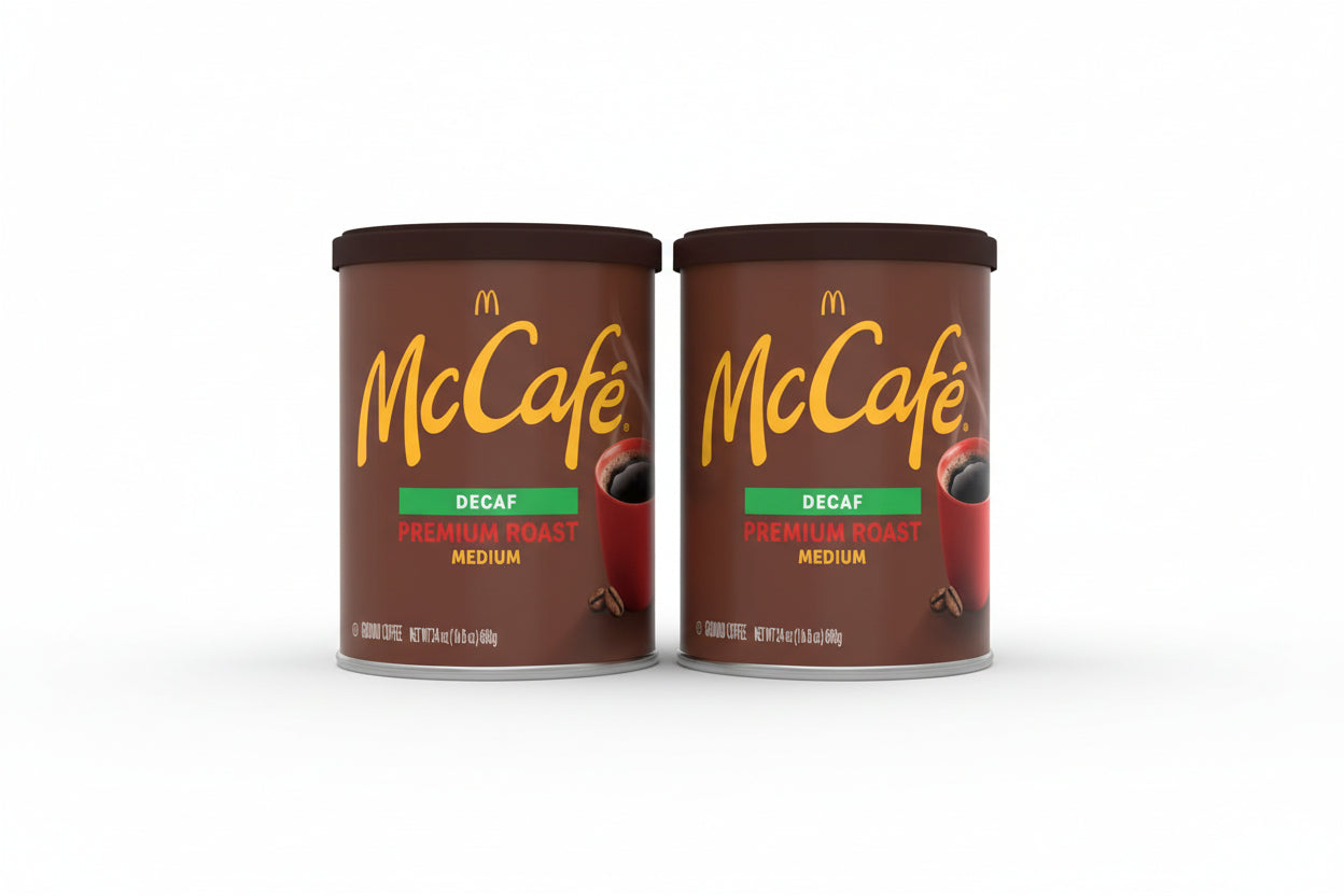 McCafe Decaf Premium Roast Medium Ground Coffee, 24oz Canister (2 Pack)