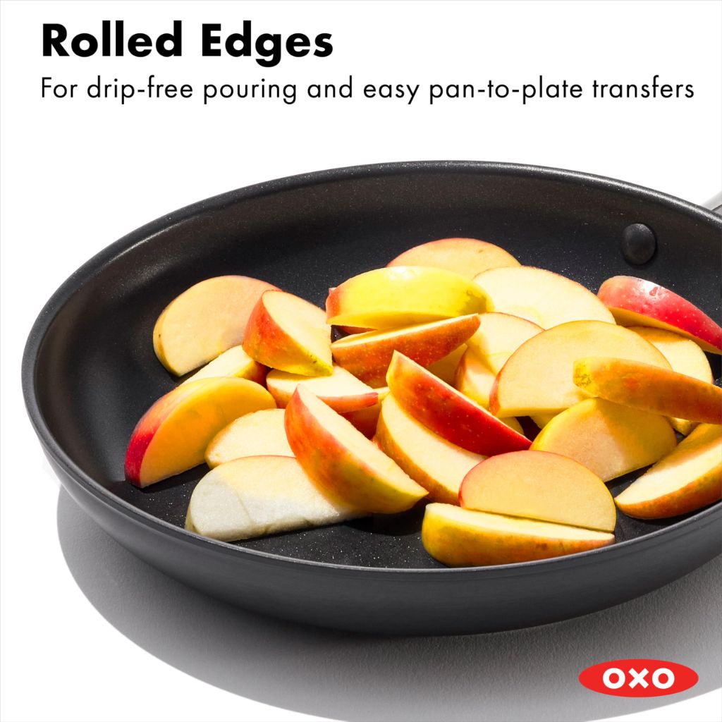 OXO Enhanced 10" Frying Pan Skillet, PFAS-Free Ceramic Nonstick, Stainless Steel Handle | Black
