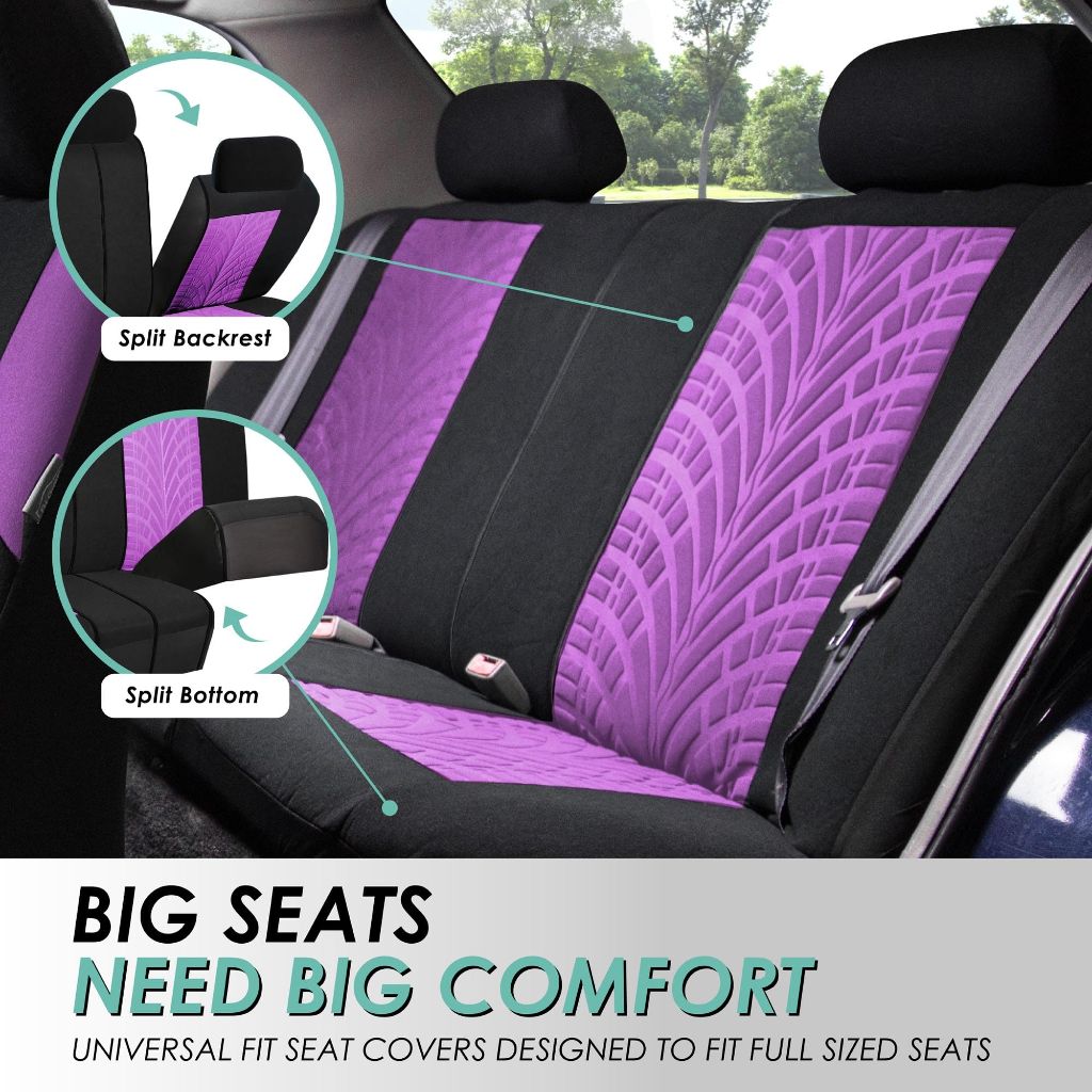 FH Group Full Set Premium Cloth Car Seat Covers - Universal Fit, Low Back Front Seat Covers, Purple