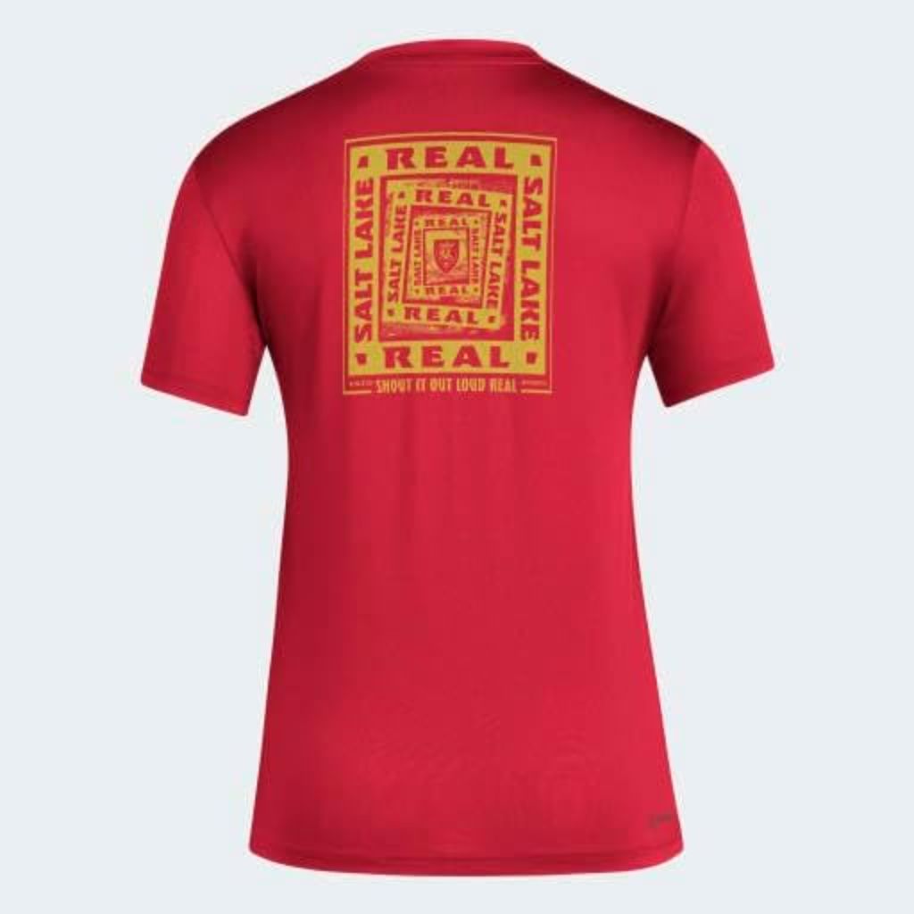 adidas Women's MLS Soccer Pre-Game Short Sleeve T-Shirt - Real Salt Lake, Victory Red (XS)