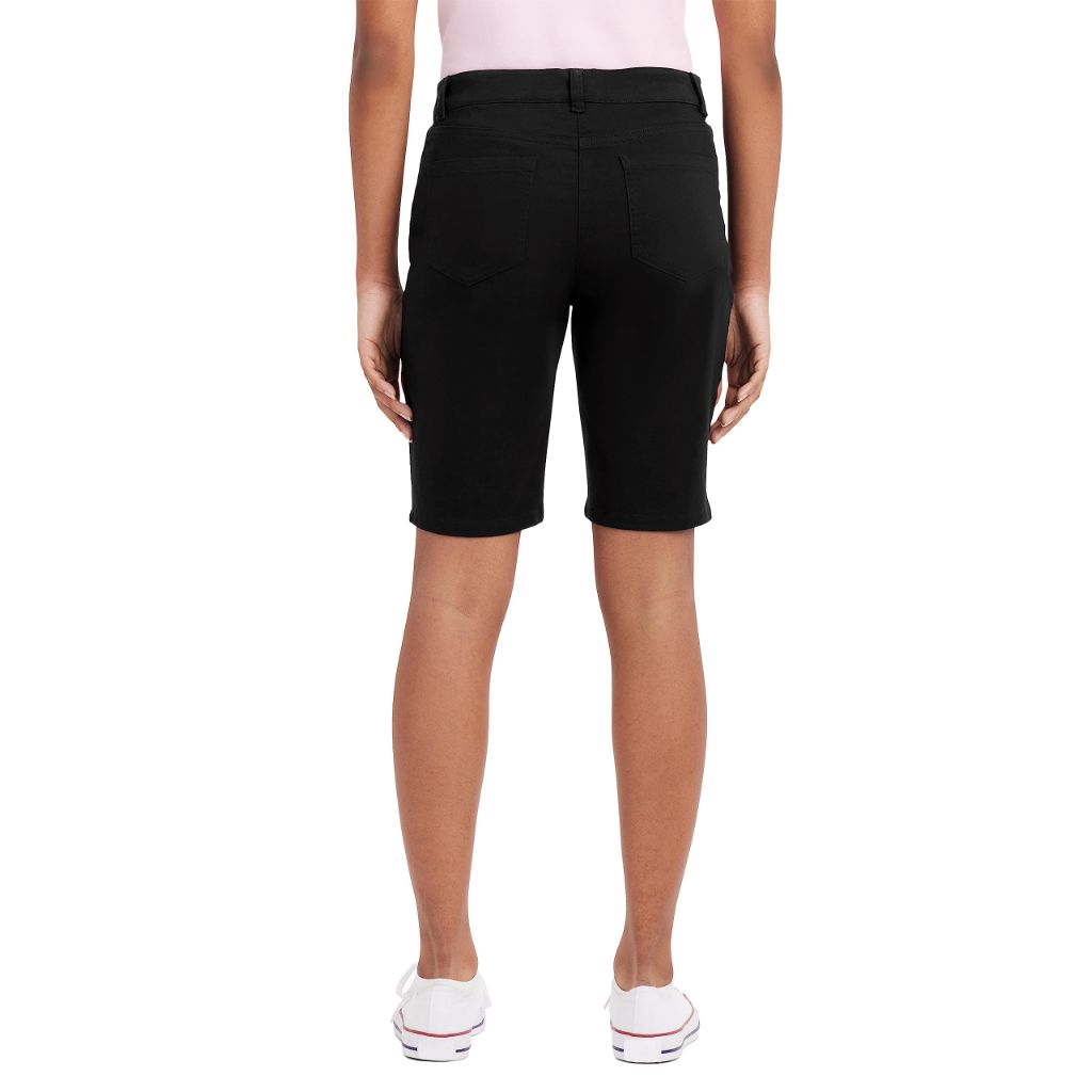 IZOD Juniors Uniform Skinny Bermuda Stretch Twill Short, Black, 11