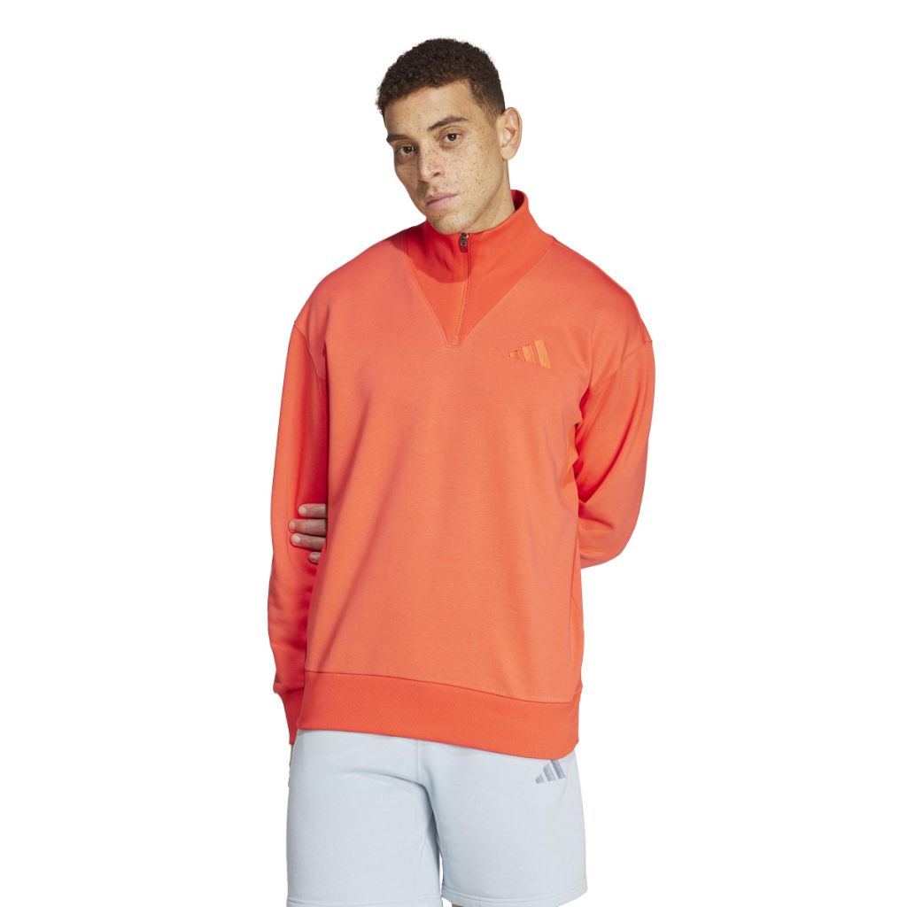 Adidas Men's All SZN Fleece Quarter-Zip Crew, Bright Red, SZ XXL