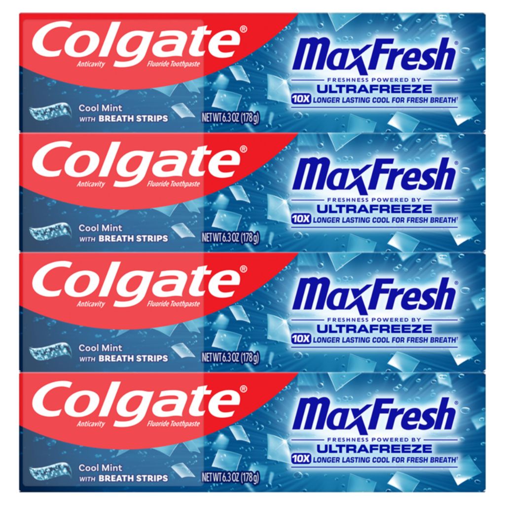 Colgate MaxFresh Cool Mint Toothpaste Pack | 4 Pack, 6.3 oz