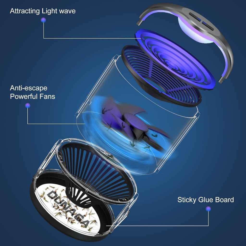Fly Traps, Fruit Fly Trap Indoor, Gnat Traps, Bug Zapper Indoor,Mosquito Traps with 10 Sticky Glue Boards, Gray
