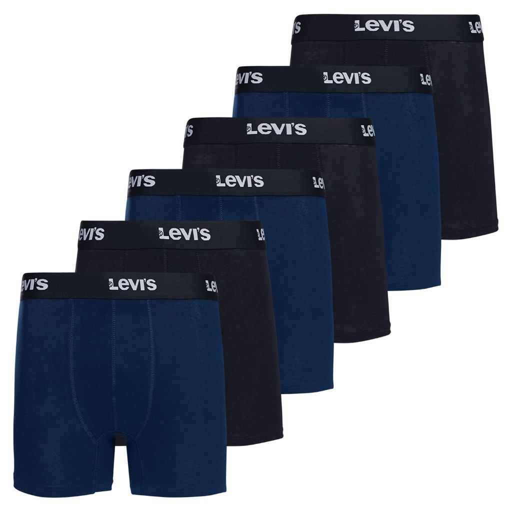 Levi's Men's Boxer Briefs Breathable Cotton Underwear, XL, Black/ Navy, Pack of 6