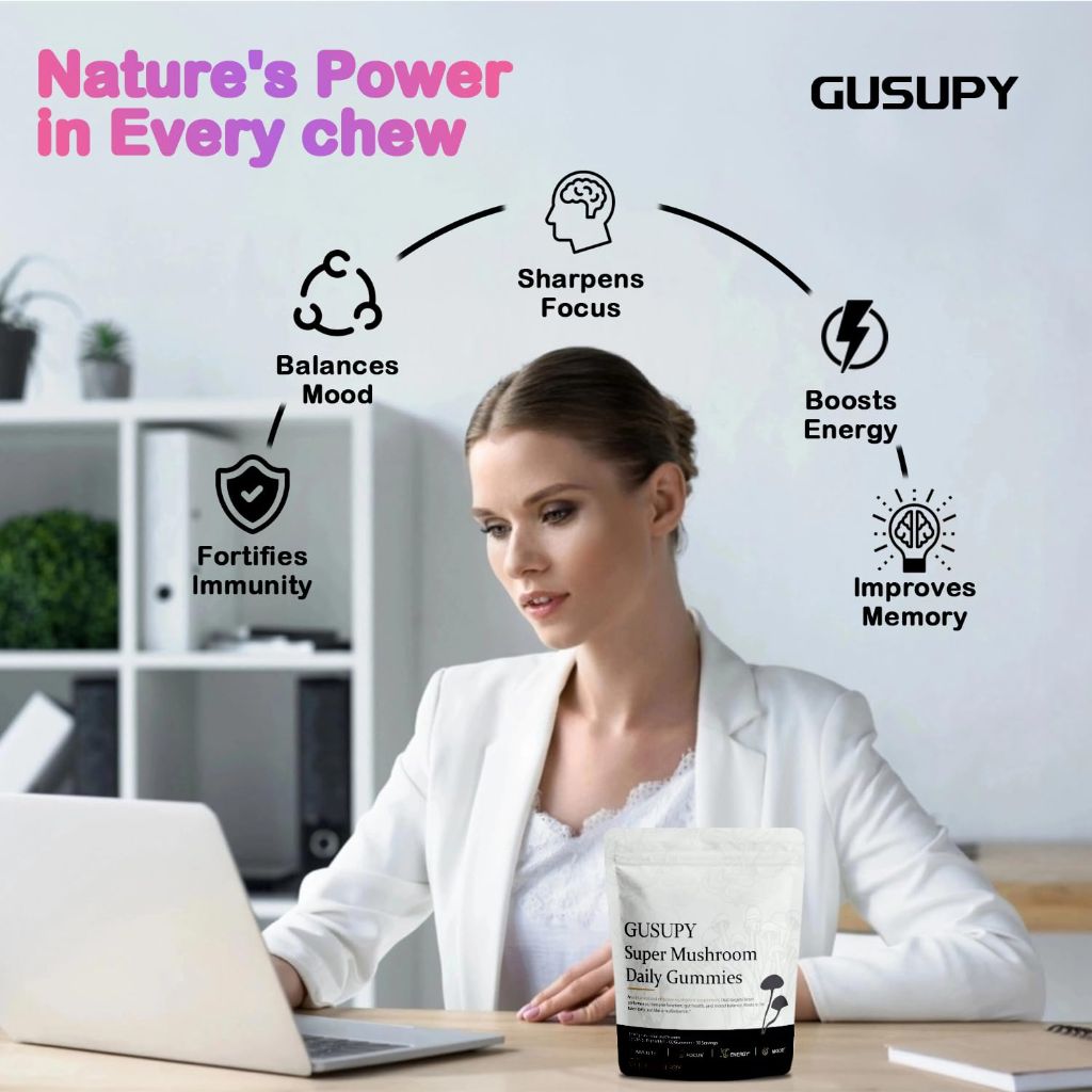 Lions Mane Mushroom Gummies Supplement - Blueberry Flavor, 60 Gummies