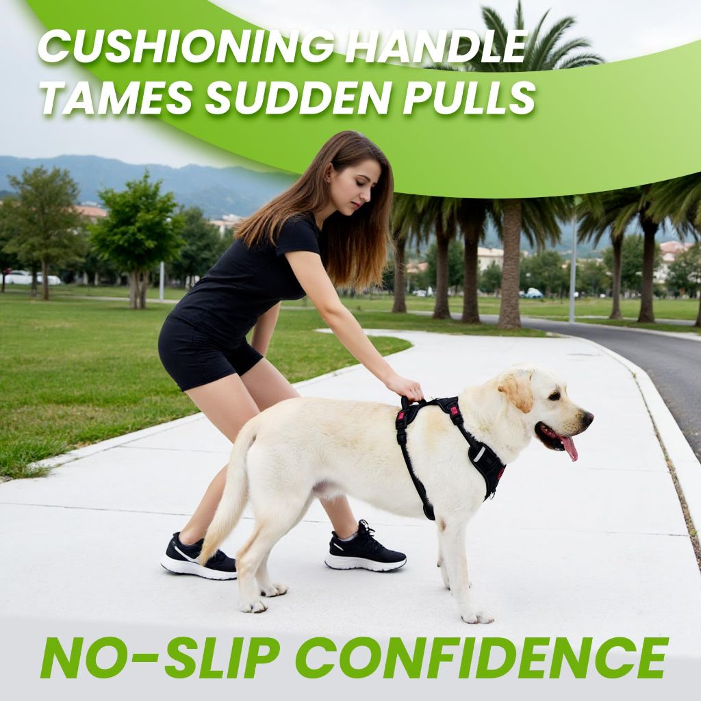 Pudiwind No Pull Dog Harness for Large Dogs, Black, L