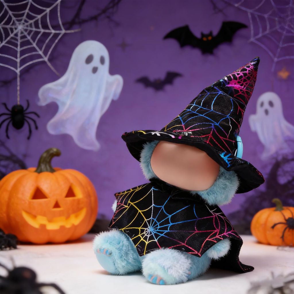 2Pcs Clothes for 17cm Doll, Witch Cosplay Dress Cute Doll Halloween Outfit (Cobweb)