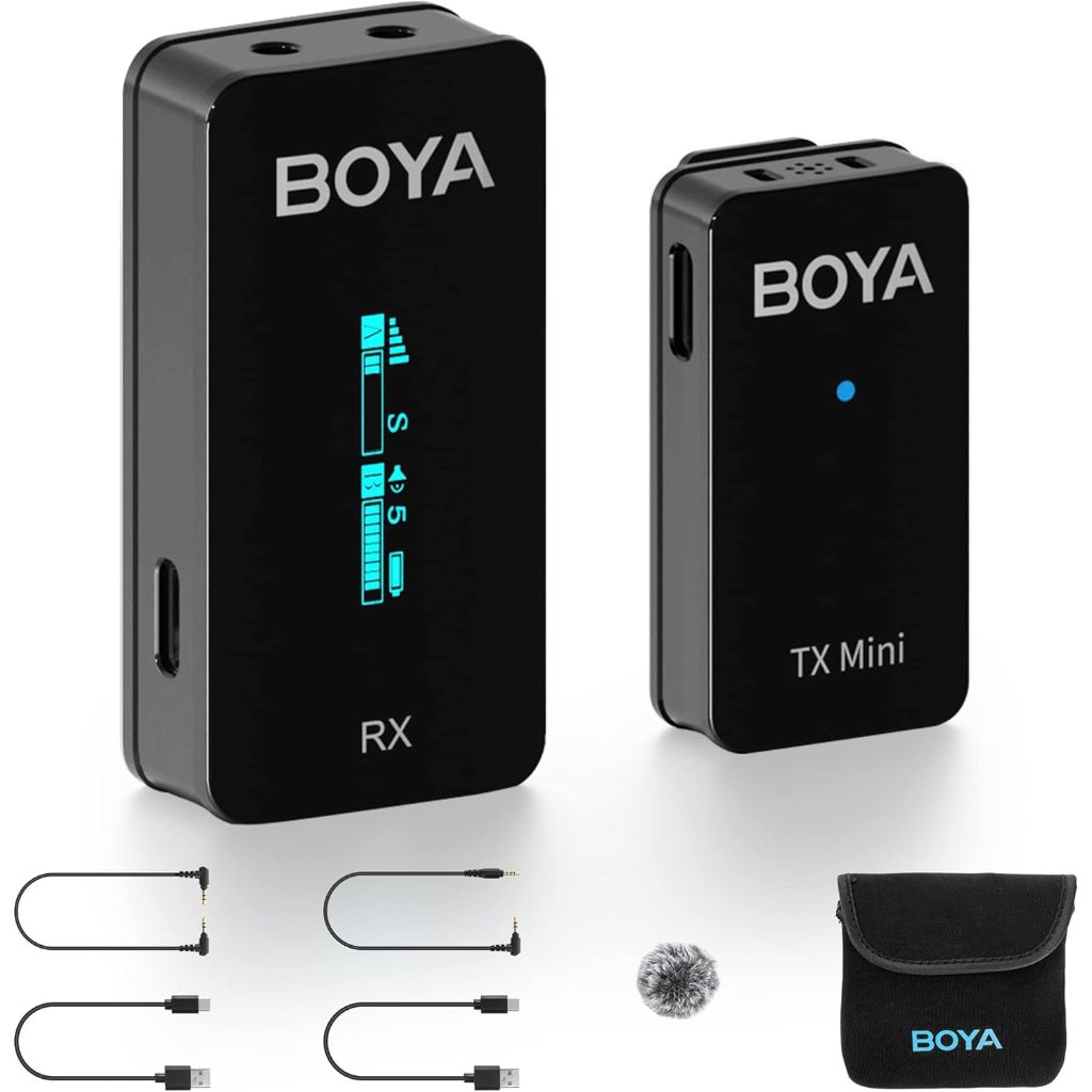 BOYA by-XM6 S1 Mini Wireless Microphones, Ultracompact 2.4 GHz Dual-channel