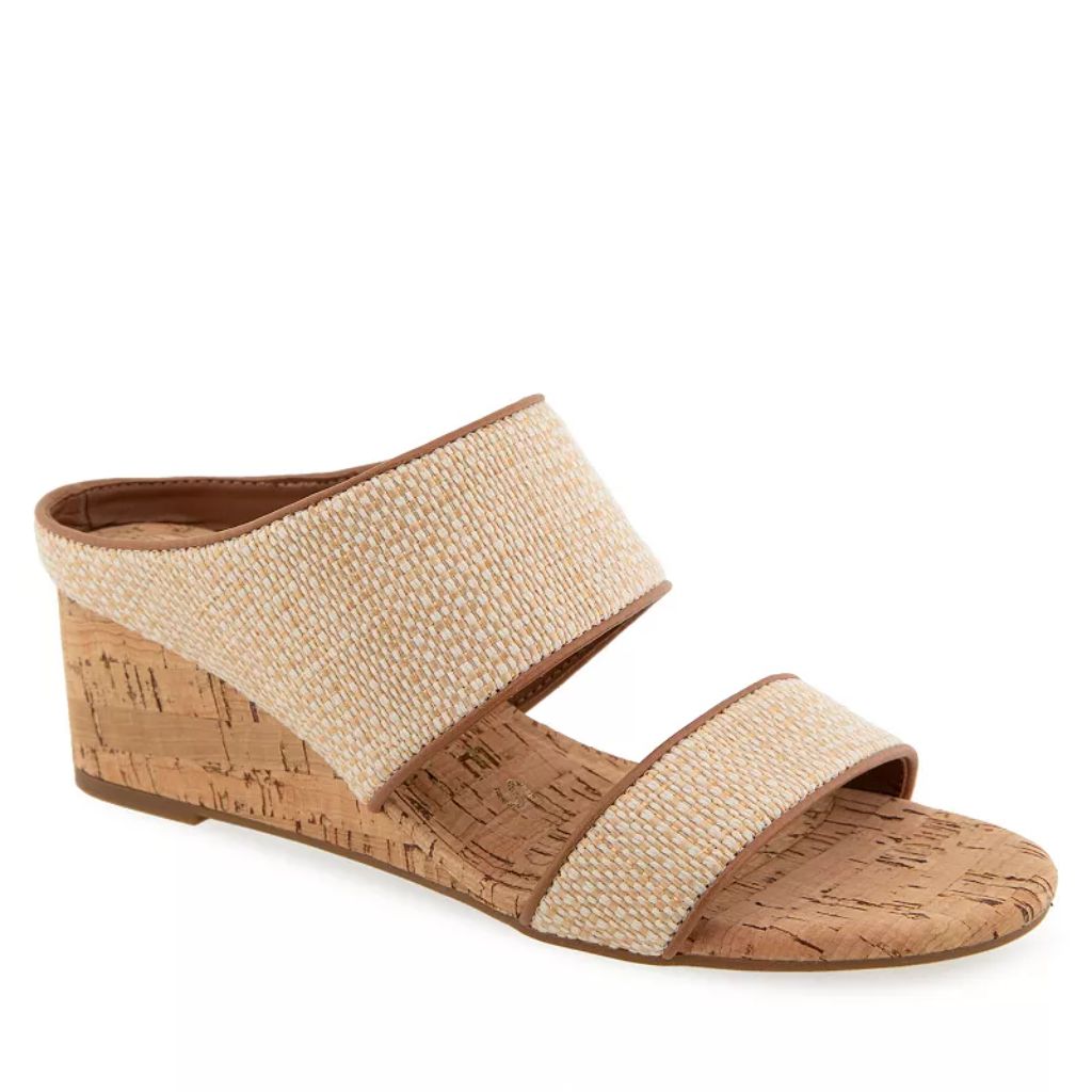 Aerosoles Wheeler Women's Wedge Sandals, Size: 12 Wide, Natural