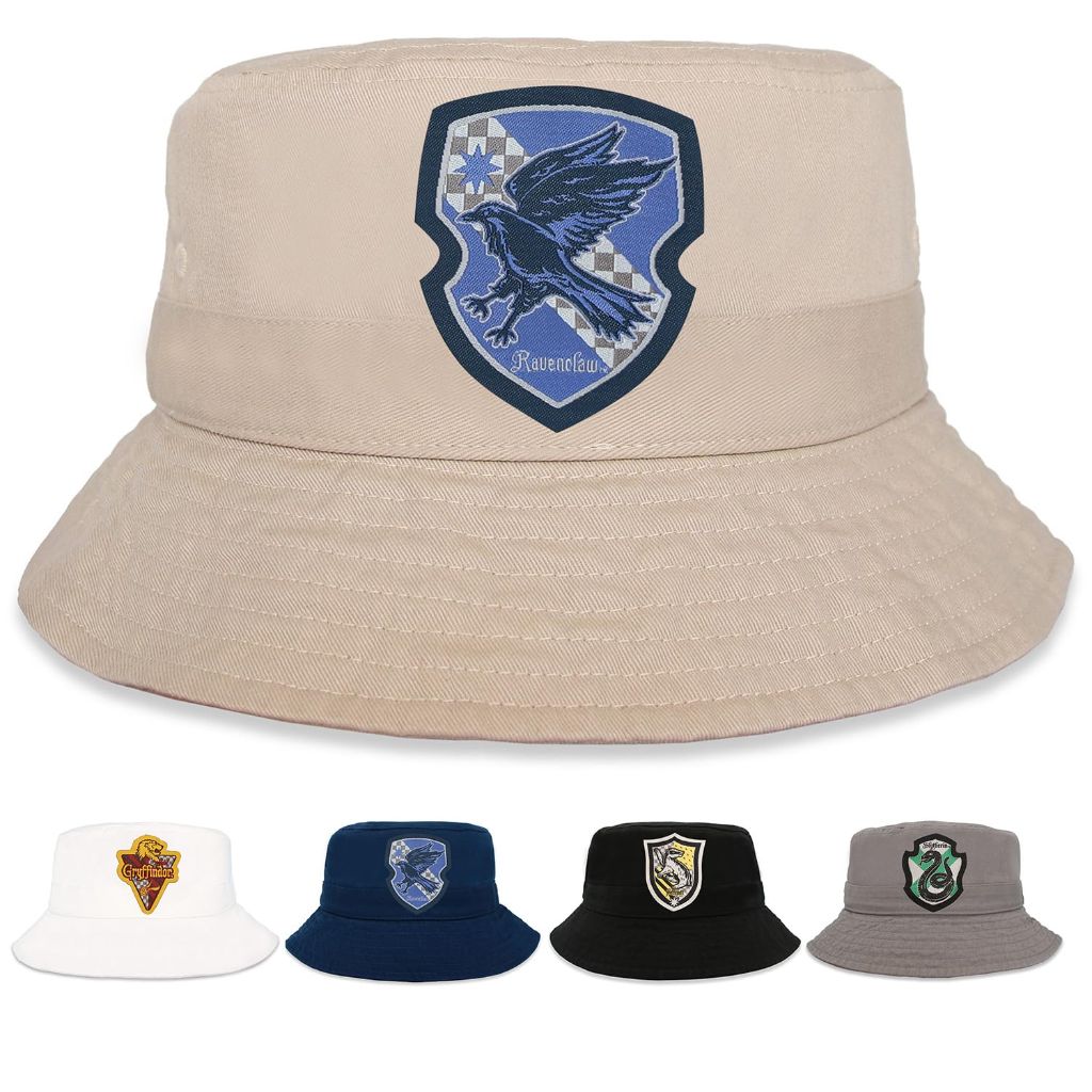 Harry Potter Bucket Hat for Kids, Boy and Girl, Ages 4-7 and Big Kids 7-14 | Khaki | Ravenclaw