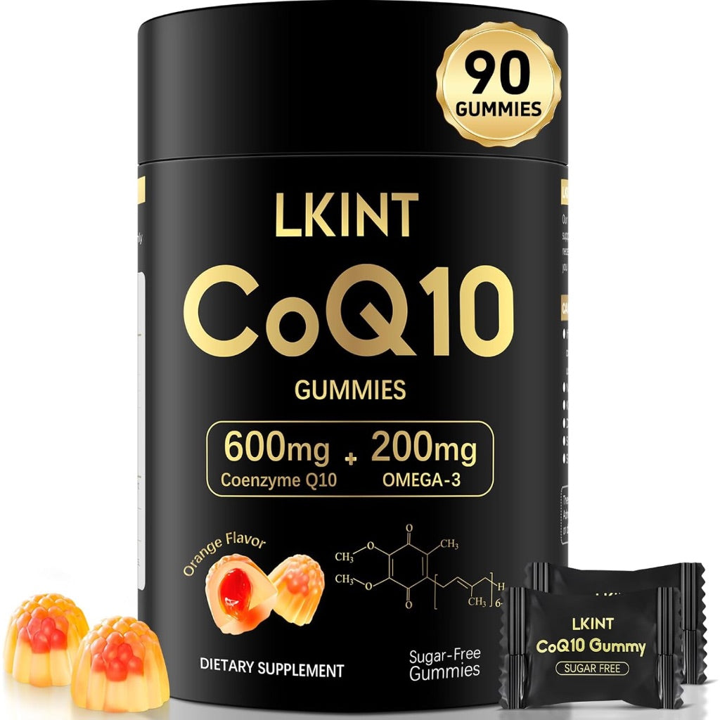 CoQ10 Gummies, 600mg with Omega 3 & Vitamin E, Sugar-Free Orange Flavor, 90ct