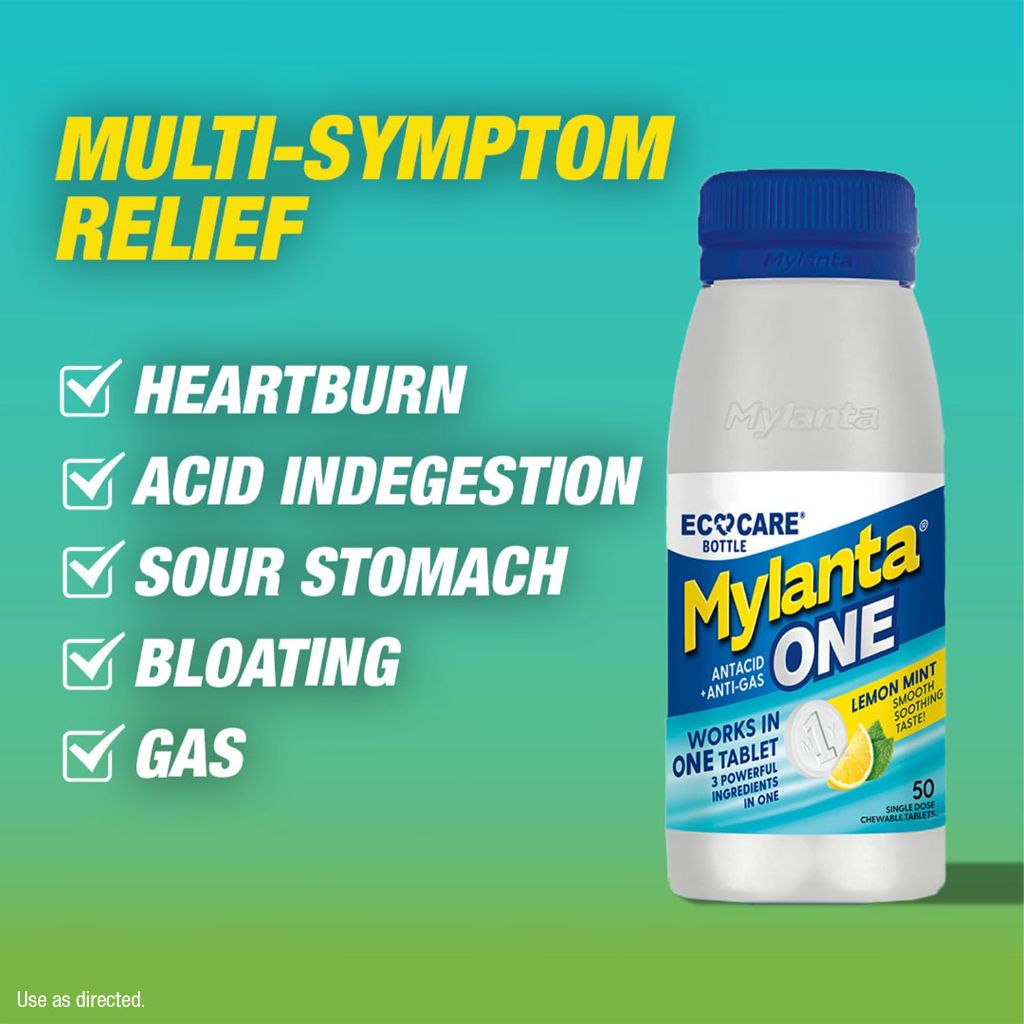 Mylanta Antacid + Anti-Gas Eco Care Tablets - Lemon Mint - 50ct