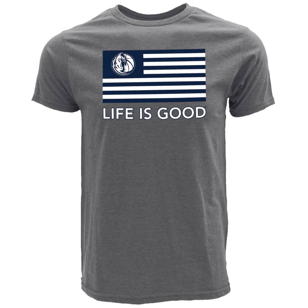 Dallas Mavericks NBA Officially Licensed Life is Good T-Shirt Flag Heather Gray, Medium