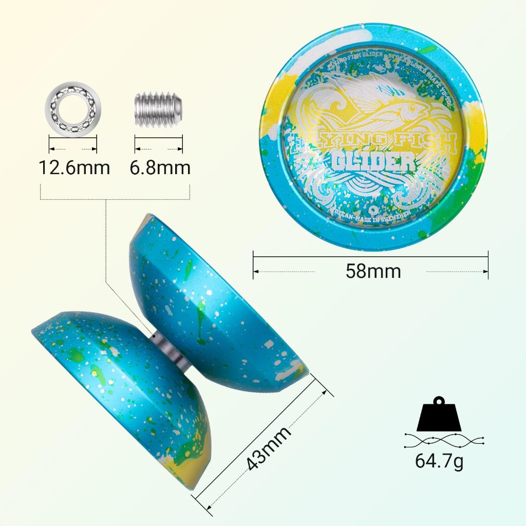 FS01 Yoyo Professional,Responsive Metal Yo-Yo for Kids 8-12 with Bearing & Extra Strings - Durable Trick Toys (Blue and Yellow)