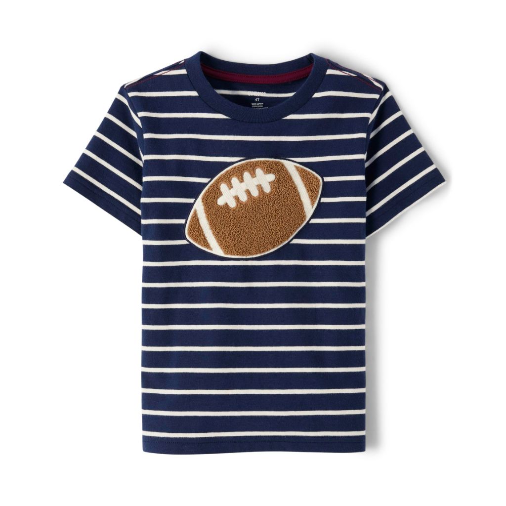 Gymboree,and Toddler Embroidered Graphic Short Sleeve T-Shirts,Football Striped,5T