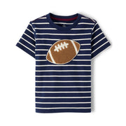 Gymboree,and Toddler Embroidered Graphic Short Sleeve T-Shirts,Football Striped,5T