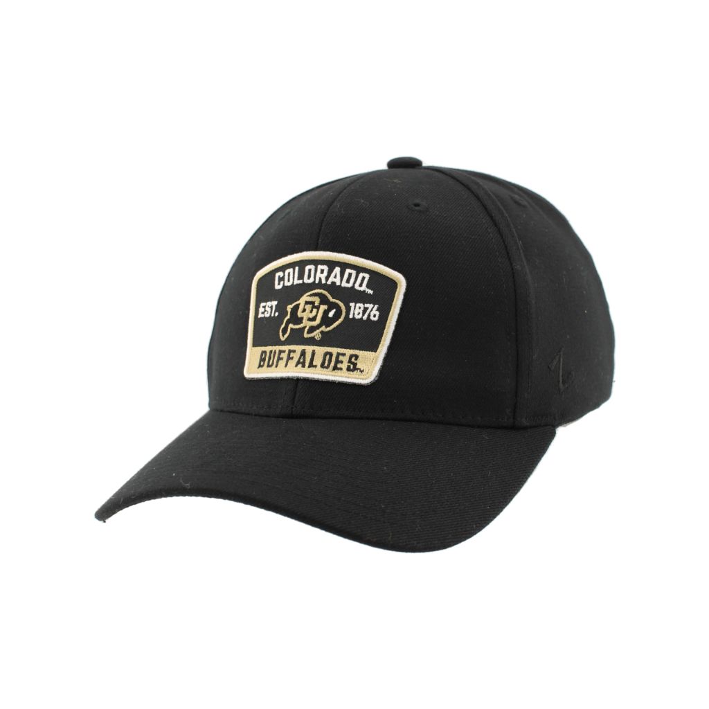 ZHATS Men's Standard NCAA Officially Licensed Colorado Buffaloes Fitted Hat ZH Patch Switchback Black, Large