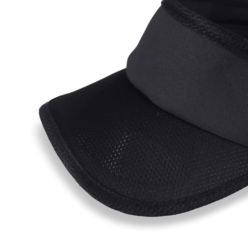 FORBUSITE Women Visor Caps for Running and Sport - Wide Brim & Packable Black