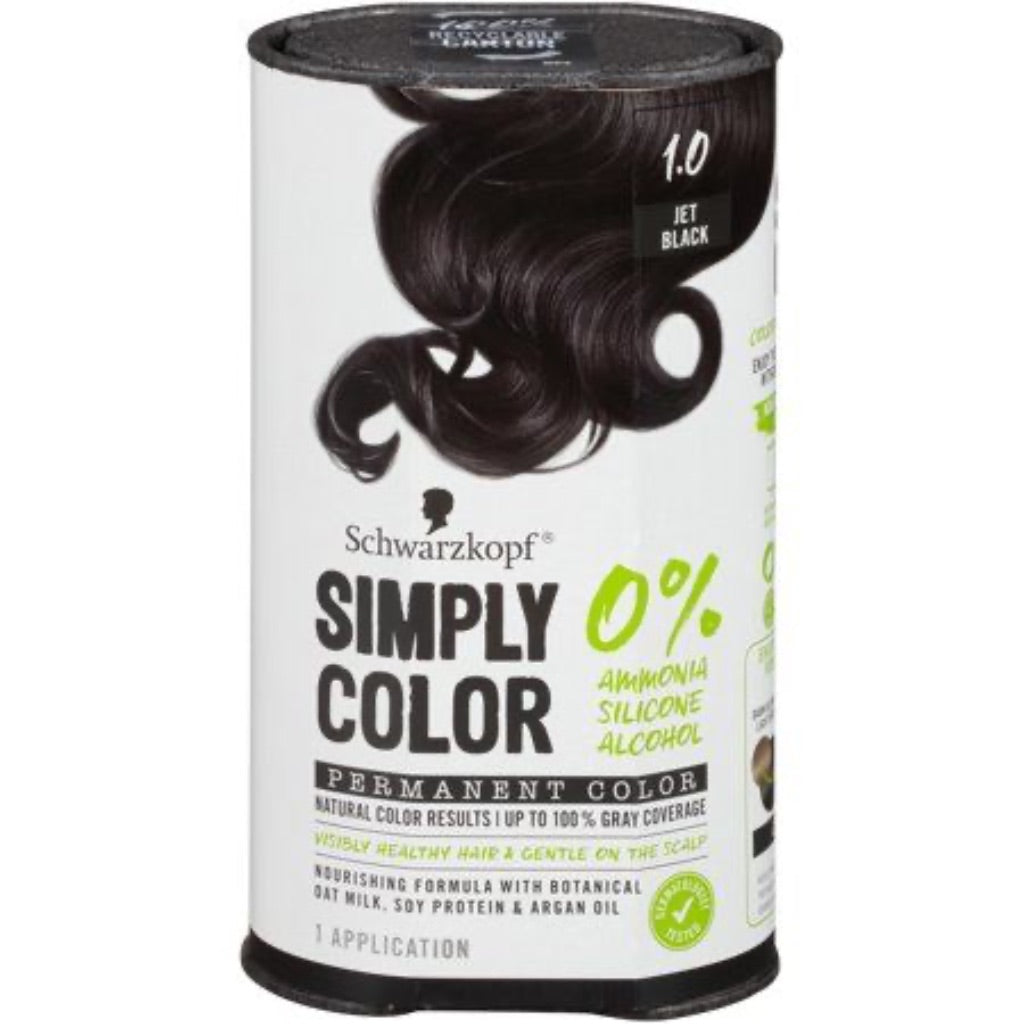 Schwarzkopf Simply Color Permanent Hair Color - 1.0 Jet Black - 5.7 Fl Oz