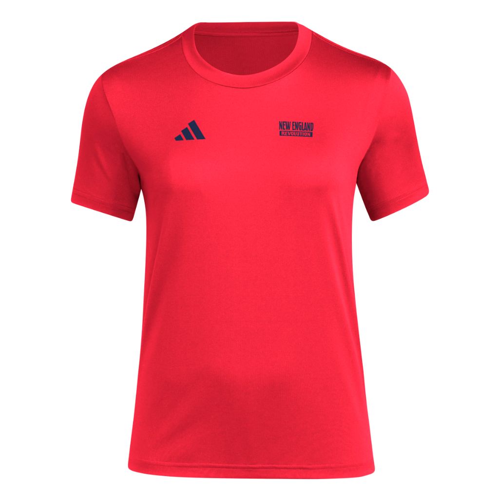 SZ M, Adidas Women's New England Revolution Pre-Game Short Sleeve Soccer T-Shirt | Team Power Red