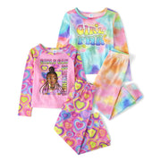 The Children's Place,Fashion Flutter Top and Flared Pants 4 Piece Pajama Set,Small (5/6)
