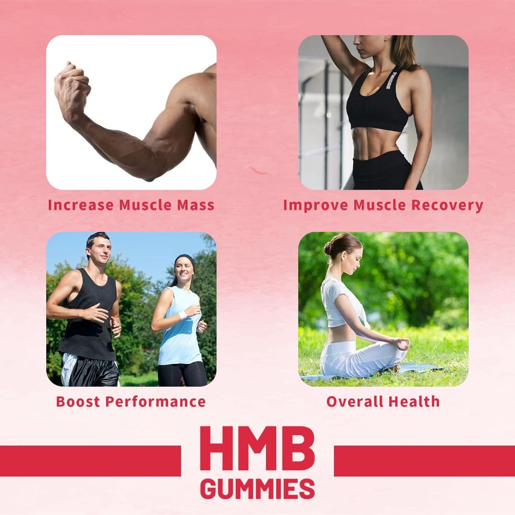 HMB and Leucine Supplements for Men & Women, Sugar Free, Peach Flavor | 90 Gummies