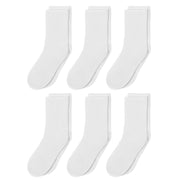 6 Pairs Kids Socks, Crew Cut, Youth XL, White