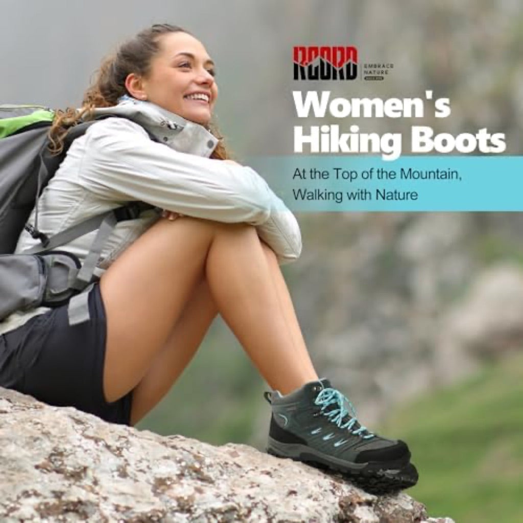 R CORD Hiking Boots Women Waterproof Womens Hiking Boots Comfortable Non-Slip Womens Hiking Shoes Walking Trekking Camping Tennis Sport Sneakers Size 6.5