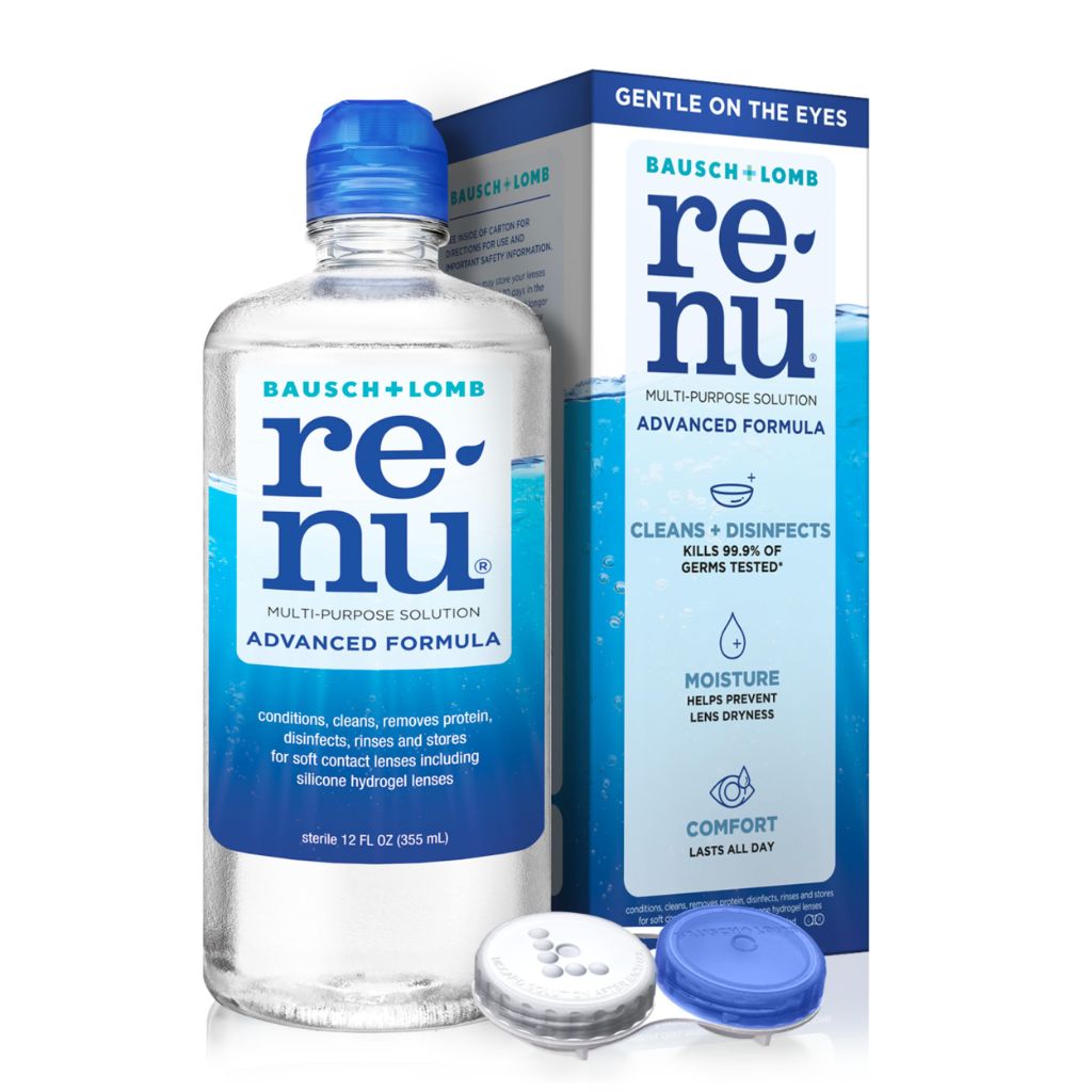 Renu Contact Lens Solution, Advanced Formula, Multi-Purpose Solution with Lens Case, Gently Cleans,  12 Fl Oz