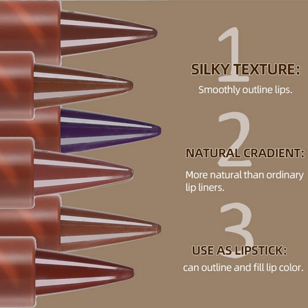 JIMYAUQIN 2 in 1 Plumping Lip Liner Set - Matte Nude (Dusk+Toffee+Coffee, 3Pcs)