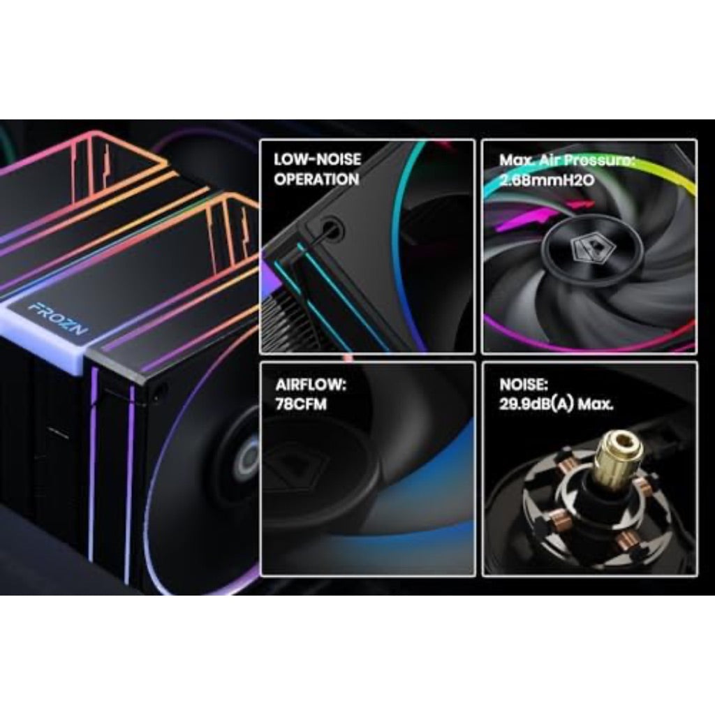 ID-COOLING FROZN A620 ARGB Dual-Tower Air CPU Cooler with ARGB Lighting, Dual 120x120x25mm FDB Fans