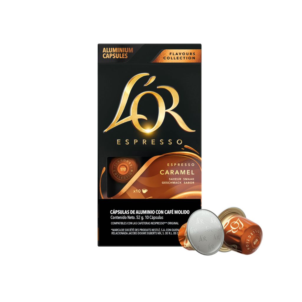 L'OR Espresso Capsules, 10 Count Caramel, Single-Serve Aluminum Coffee Capsules Compatible with the L'OR BARISTA System & *Nespresso Original Machines, 10 Count (Pack of 1)