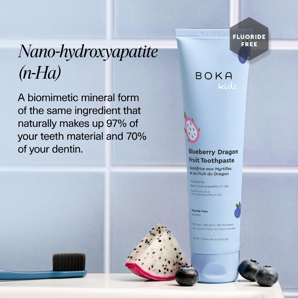 Boka Fluoride Free Toothpaste Nano Hydroxyapatite Toothpaste - Blueberry Dragon Fruit Flavor, 4 oz 1Pk