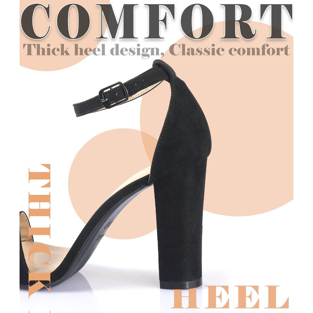 Ankis Black Heels for Women, Black - size 8