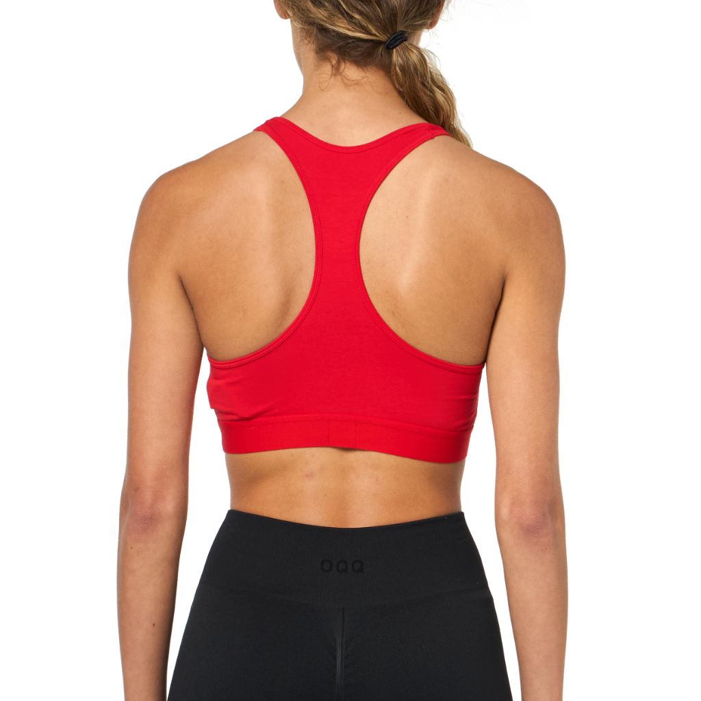 SZ XS, HUGO, Square Logo Cotton T Back Padded Bralette, Candy red