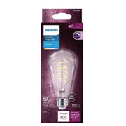 Philips LED 60W ST19 Vintage Edison Spiral Bright White (3000K) Dimmable Clear Flicker-Free Light Bulb