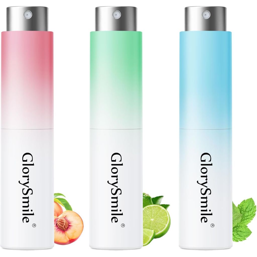 Oral Breath Spray, Mouth Spray Breath Fresheners, Sugar-Free, Bad Breath for Adults, Mint, Peach, and Lemon Flavors, 3 Bottles (1 of Each Flavor)