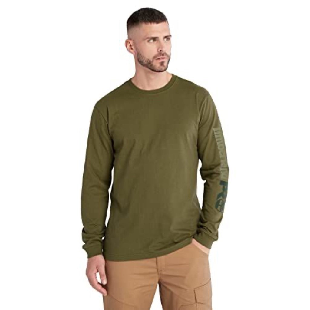 Timberland PRO Men's Core Logo Long-Sleeve T-Shirt - Olive Night, Large