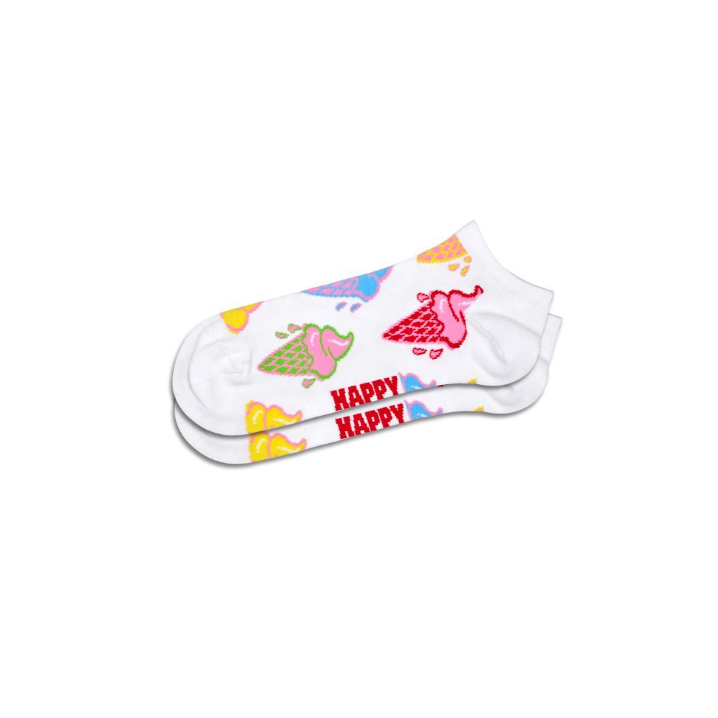Happy Socks 4-Pack Ice Cream Low Socks, White, S/M
