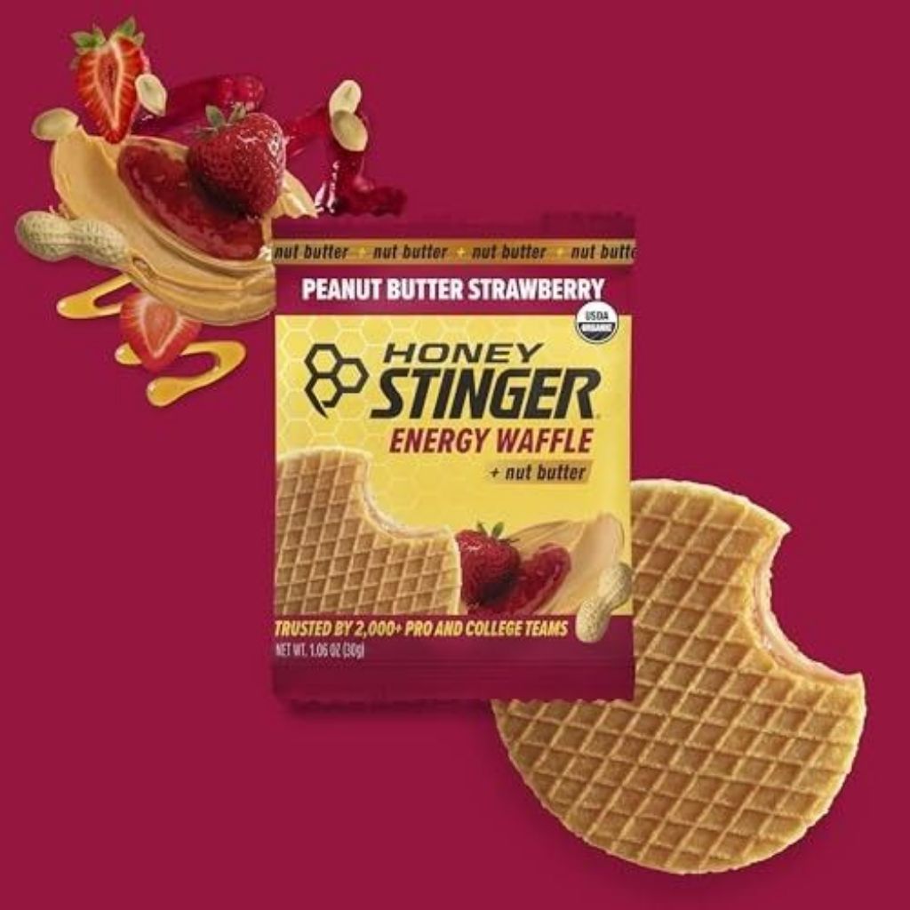 Honey Stinger Organic Energy Waffles - Peanut Butter Strawberry, 16 Count