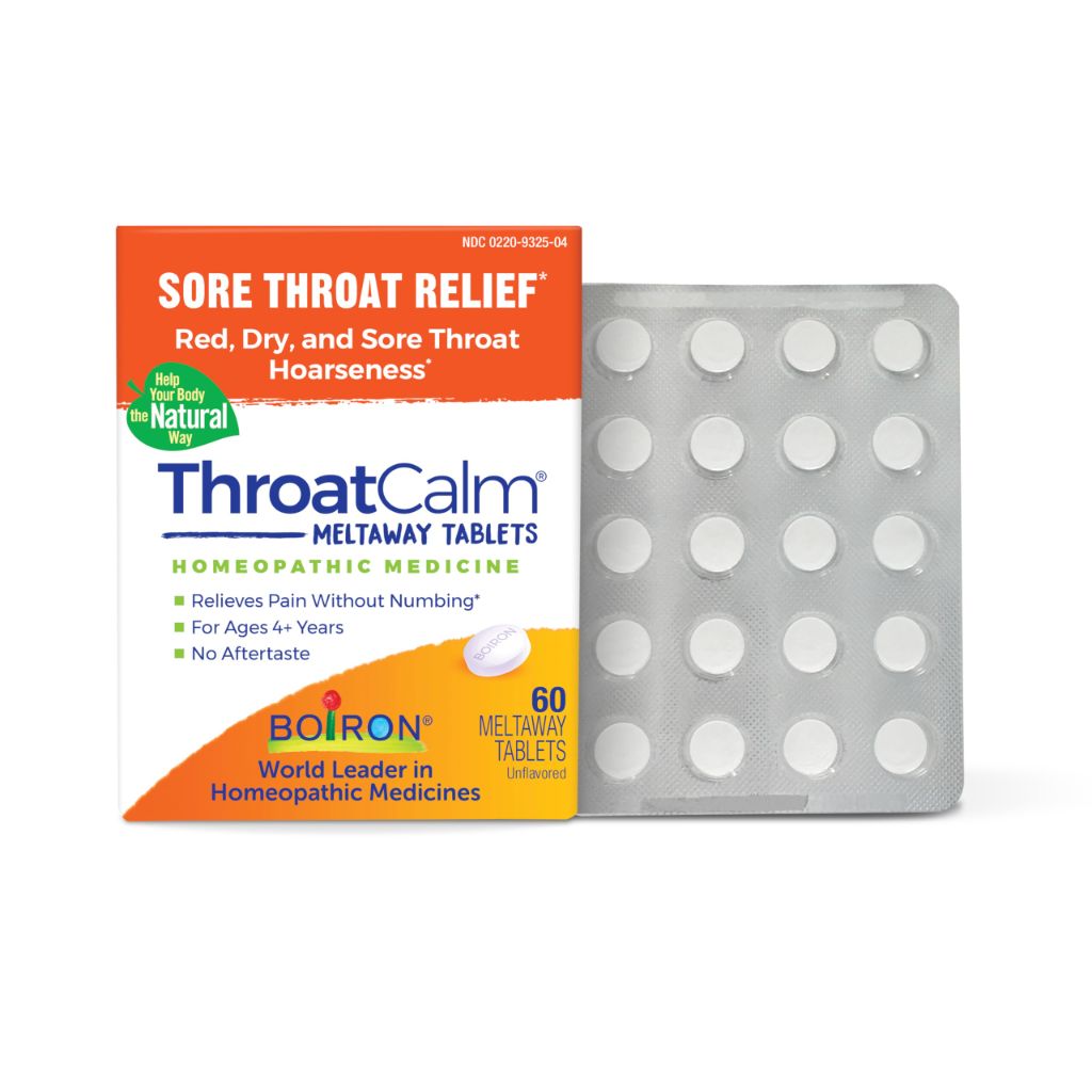 Boiron ThroatCalm Tablets for Relief of Sore Throat, Scratchy, Red or Dry Throat, and Hoarseness - 60 Ct