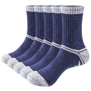 YUEDGE Mens Socks Moisture Wicking Anti-Odor Thick Cotton Crew Work Socks Padded Hiking Safety Boot Sock For Men Size 6-9, 5 Pairs