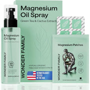 Magnesium Oil Spray for Feet and Whole Body, Natural Deodorant, Sleep Support and Relaxation - 8.45 fl. oz. Bottle with 6 Patches