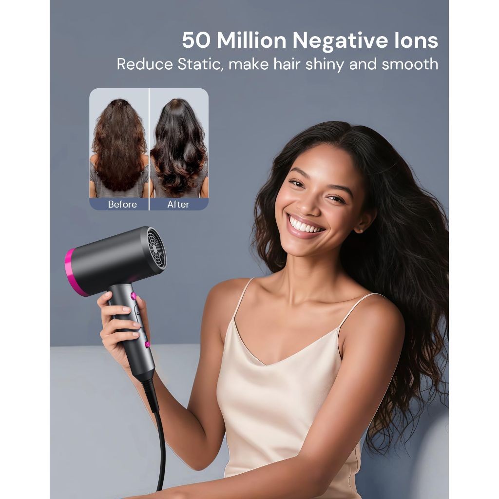 ANNE BETTY Hair Dryer with Diffuser for Curly Hair, 1800W Ionic Blow Dryer