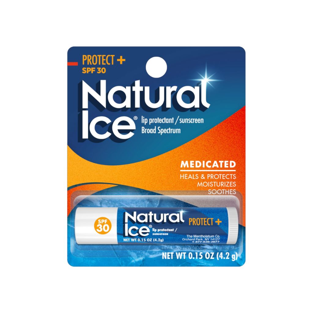 Mentholatum Natural Ice Protect+ Broad Spectrum SPF 30 Medicated Lip Balm, 0.15 Ounce
