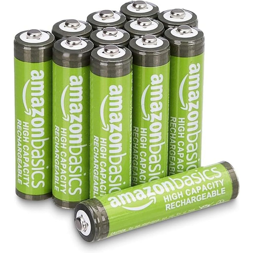 Amazon Basics 12-Pack Rechargeable AAA NiMH High-Capacity Batteries, 850 mAh, 1.2V, Low Self Discharge, Pre-Charged, Recharge up to 500x Times