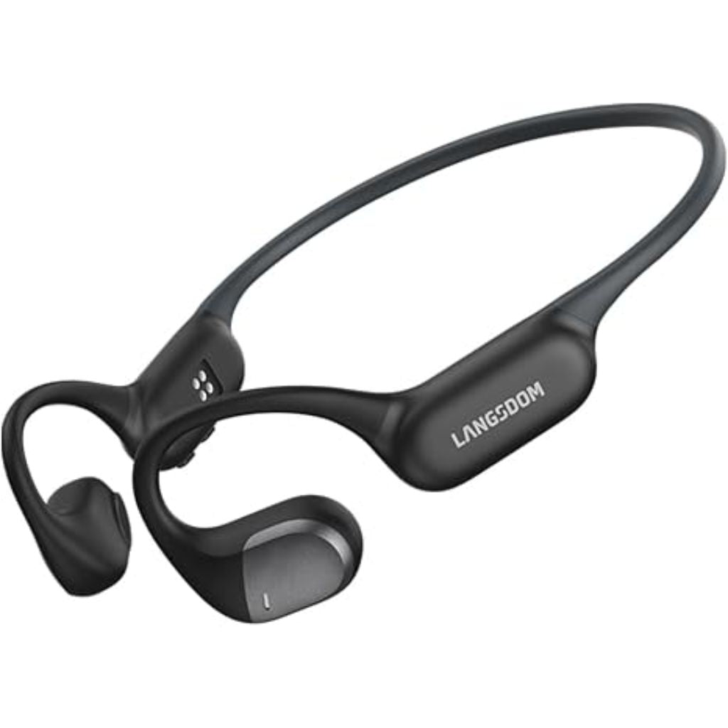 Langsdom Running Headphones AirWave Pro, Open Ear Lightweight, IP67 Waterproof, - Black