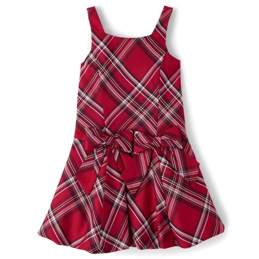 The Children's Place,Girls,Sleeveless Dressy Bubble Hem Dress,Red Ochre Plaid,6