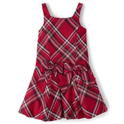 The Children's Place,Girls,Sleeveless Dressy Bubble Hem Dress,Red Ochre Plaid,6